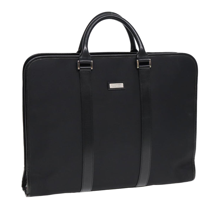 Burberry Black label Hand Bag Nylon Black Silver Auth bs16576