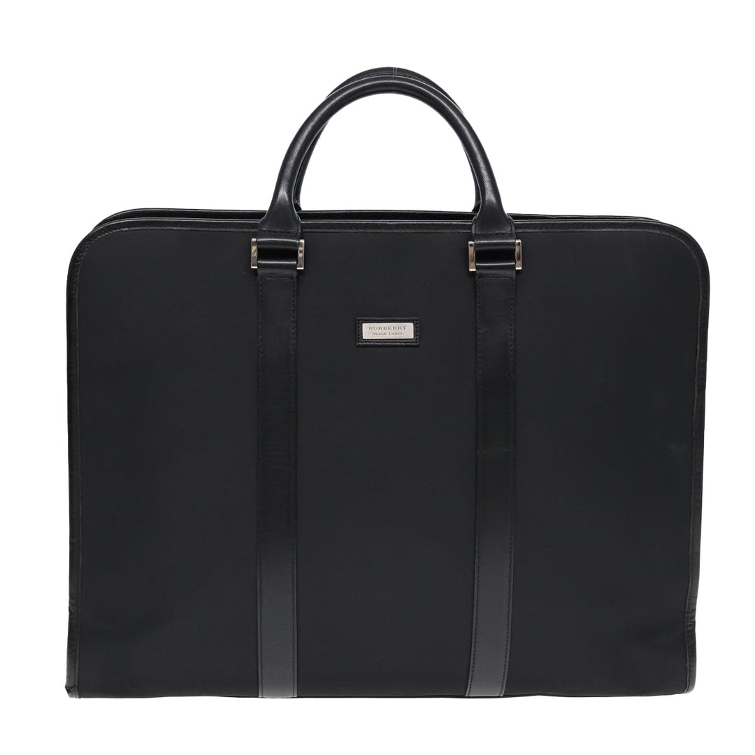 Burberry Black label Hand Bag Nylon Black Silver Auth bs16576