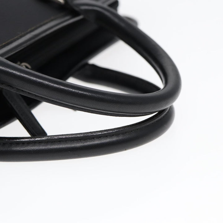 Burberry Black label Hand Bag Nylon Black Silver Auth bs16576
