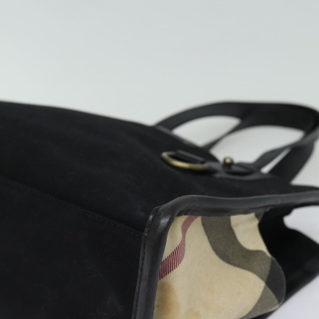 Burberry Tote Bag Canvas Beige Black Auth bs16580