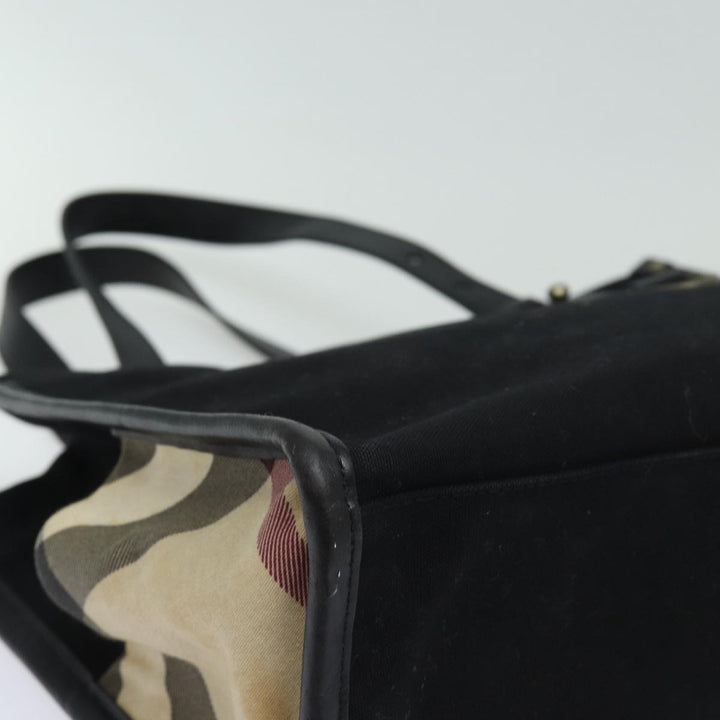 Burberry Tote Bag Canvas Beige Black Auth bs16580