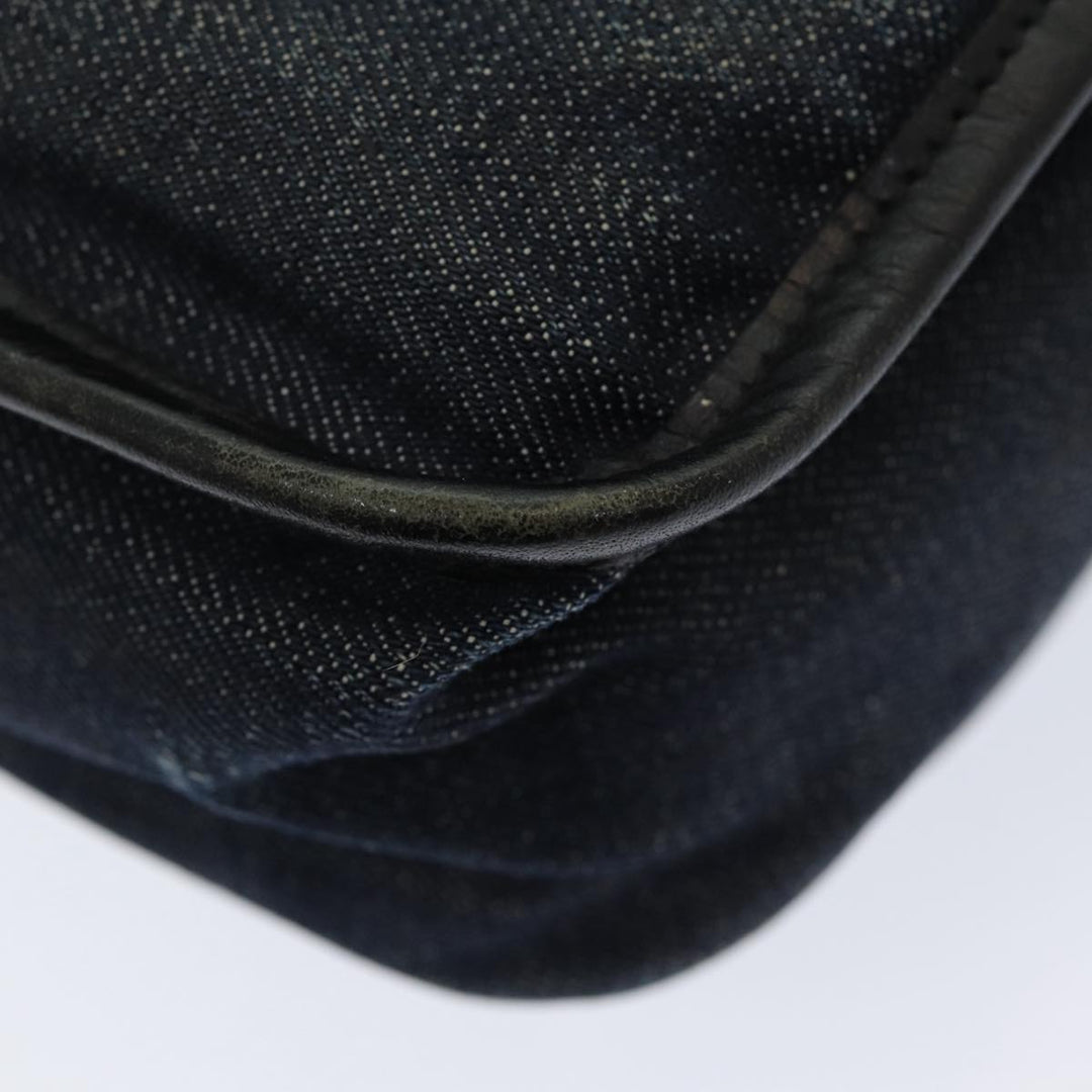 Burberry Nova Check Blue Label Shoulder Bag Denim Navy Beige Silver Auth bs16582
