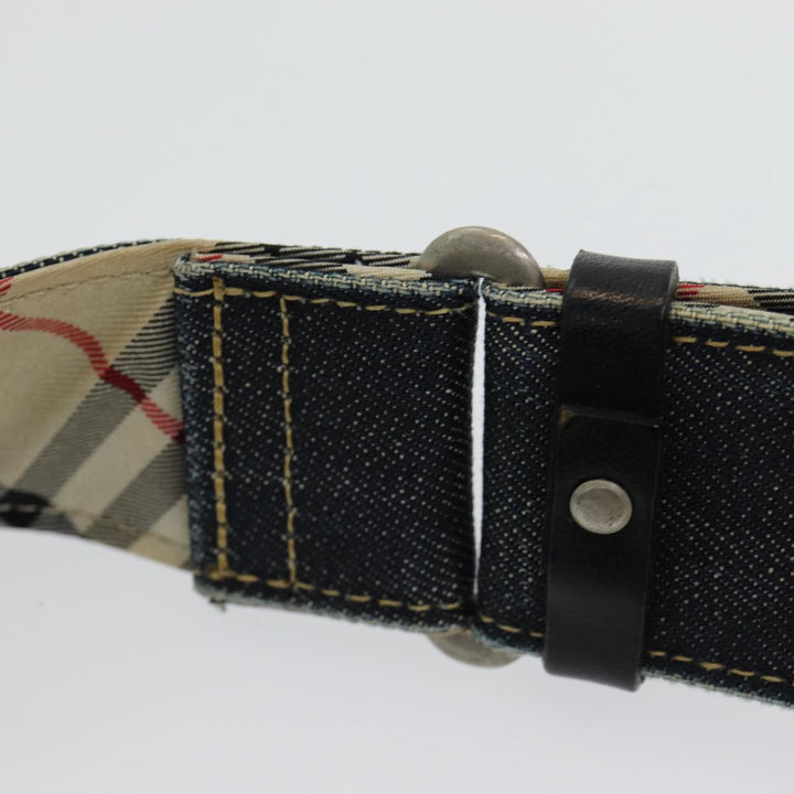 Burberry Nova Check Blue Label Shoulder Bag Denim Navy Beige Silver Auth bs16582
