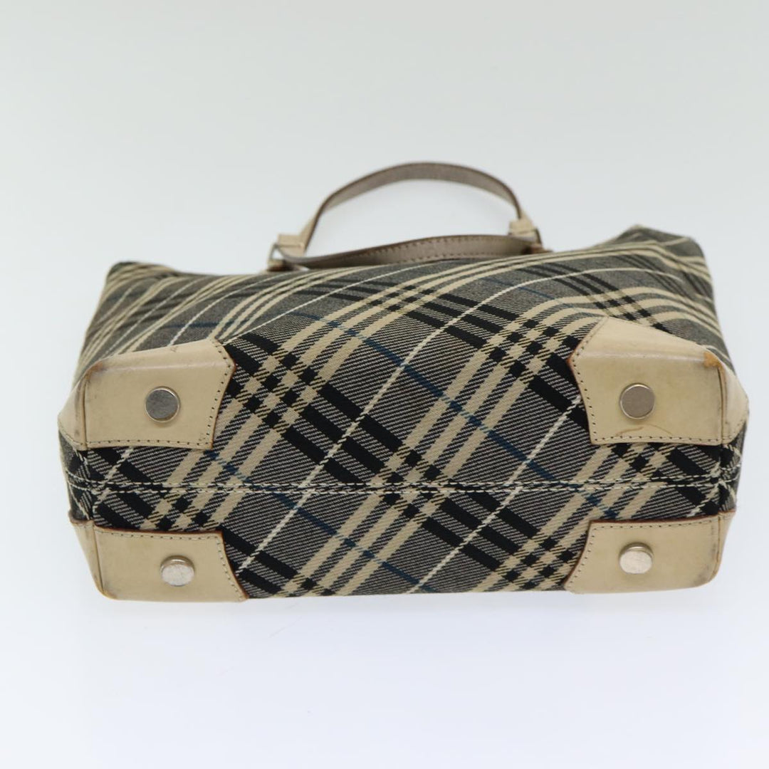 Burberry Nova Check Blue Label Tote Bag Canvas Navy Silver Silver Auth bs16583