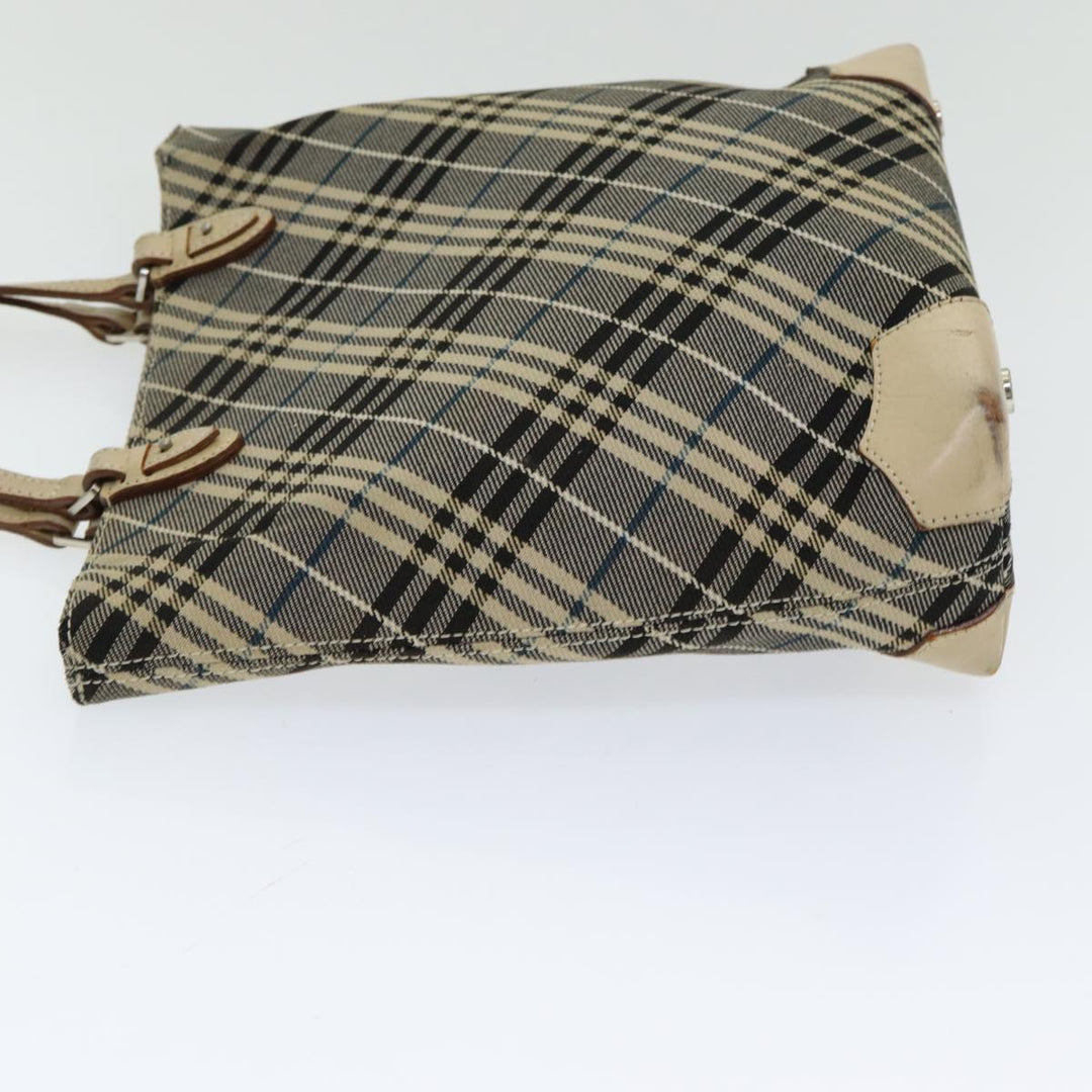 Burberry Nova Check Blue Label Tote Bag Canvas Navy Silver Silver Auth bs16583