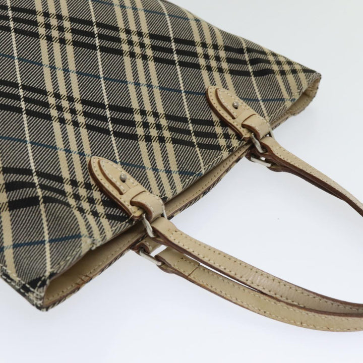 Burberry Nova Check Blue Label Tote Bag Canvas Navy Silver Silver Auth bs16583