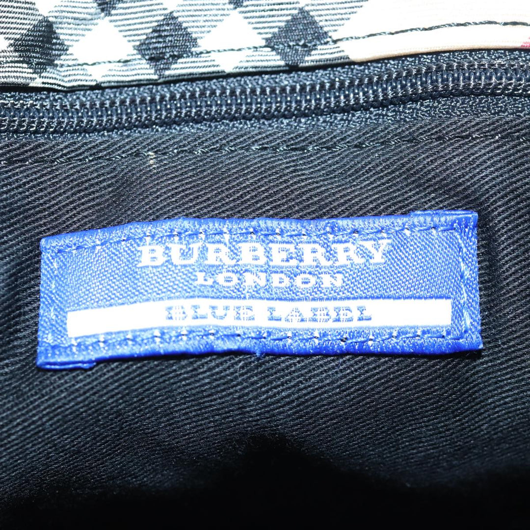 Burberry Nova Check Blue Label Tote Bag Denim Beige Navy Silver Auth bs16584