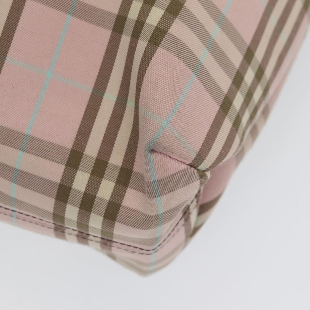 Burberry Nova Check Hand Bag Nylon Pink Silver Auth bs16586