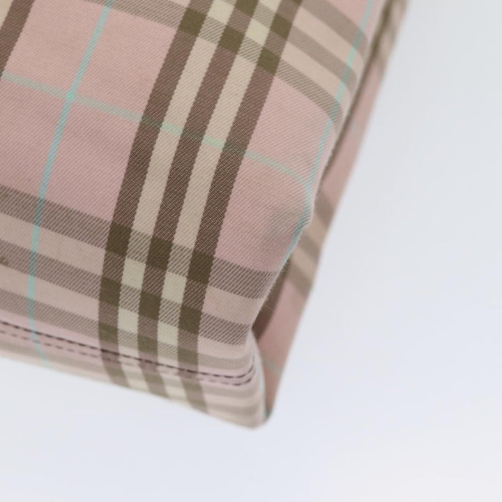 Burberry Nova Check Hand Bag Nylon Pink Silver Auth bs16586