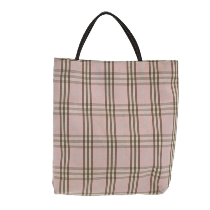 Burberry Nova Check Hand Bag Nylon Pink Silver Auth bs16586