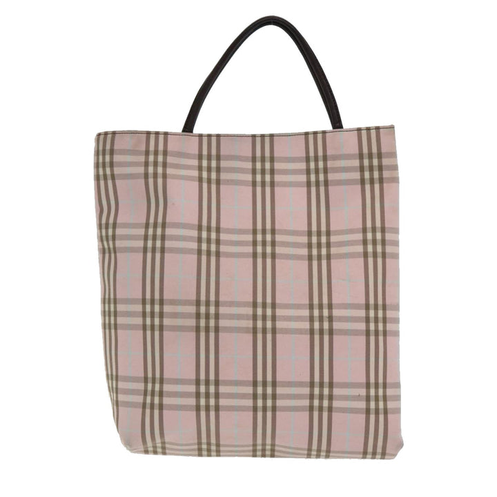Burberry Nova Check Hand Bag Nylon Pink Silver Auth bs16586