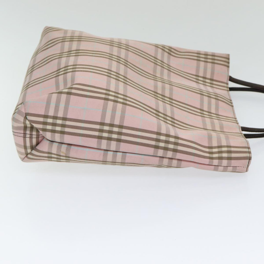 Burberry Nova Check Hand Bag Nylon Pink Silver Auth bs16586