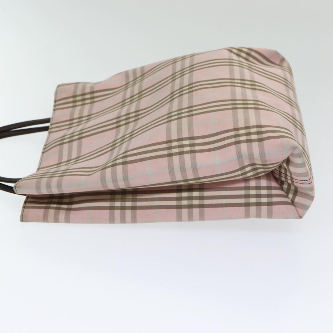 Burberry Nova Check Hand Bag Nylon Pink Silver Auth bs16586