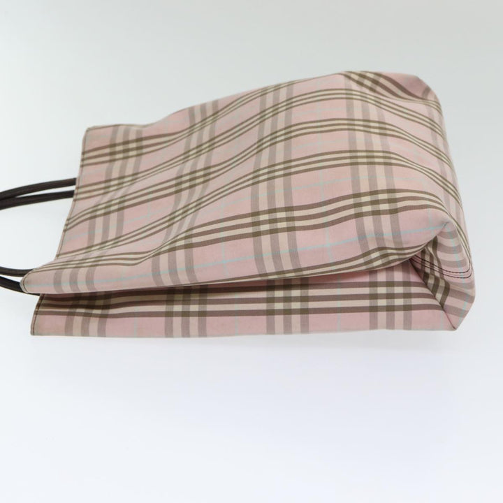 Burberry Nova Check Hand Bag Nylon Pink Silver Auth bs16586