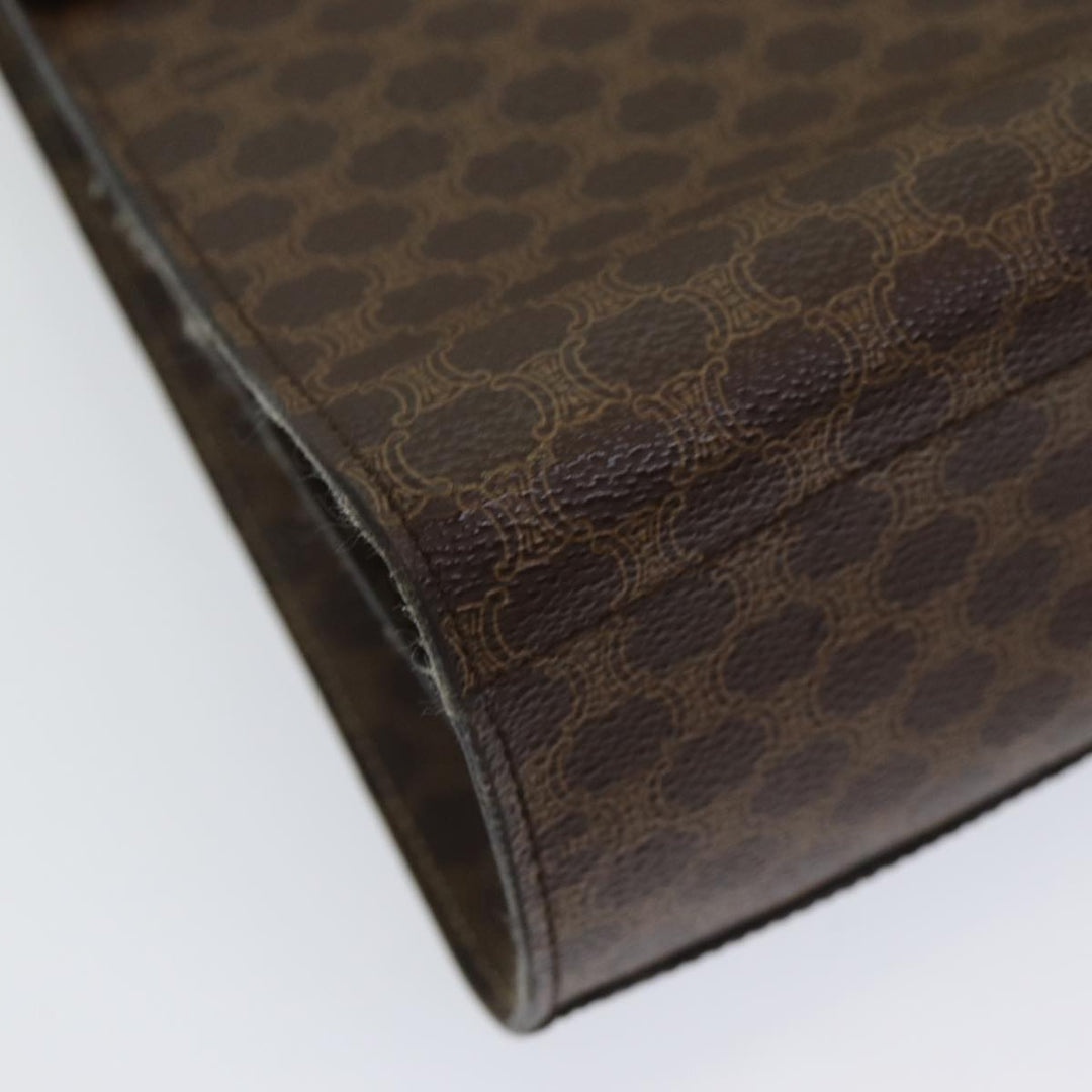 Celine Macadam Canvas Hand Bag PVC Leather Brown Gold Auth bs16599