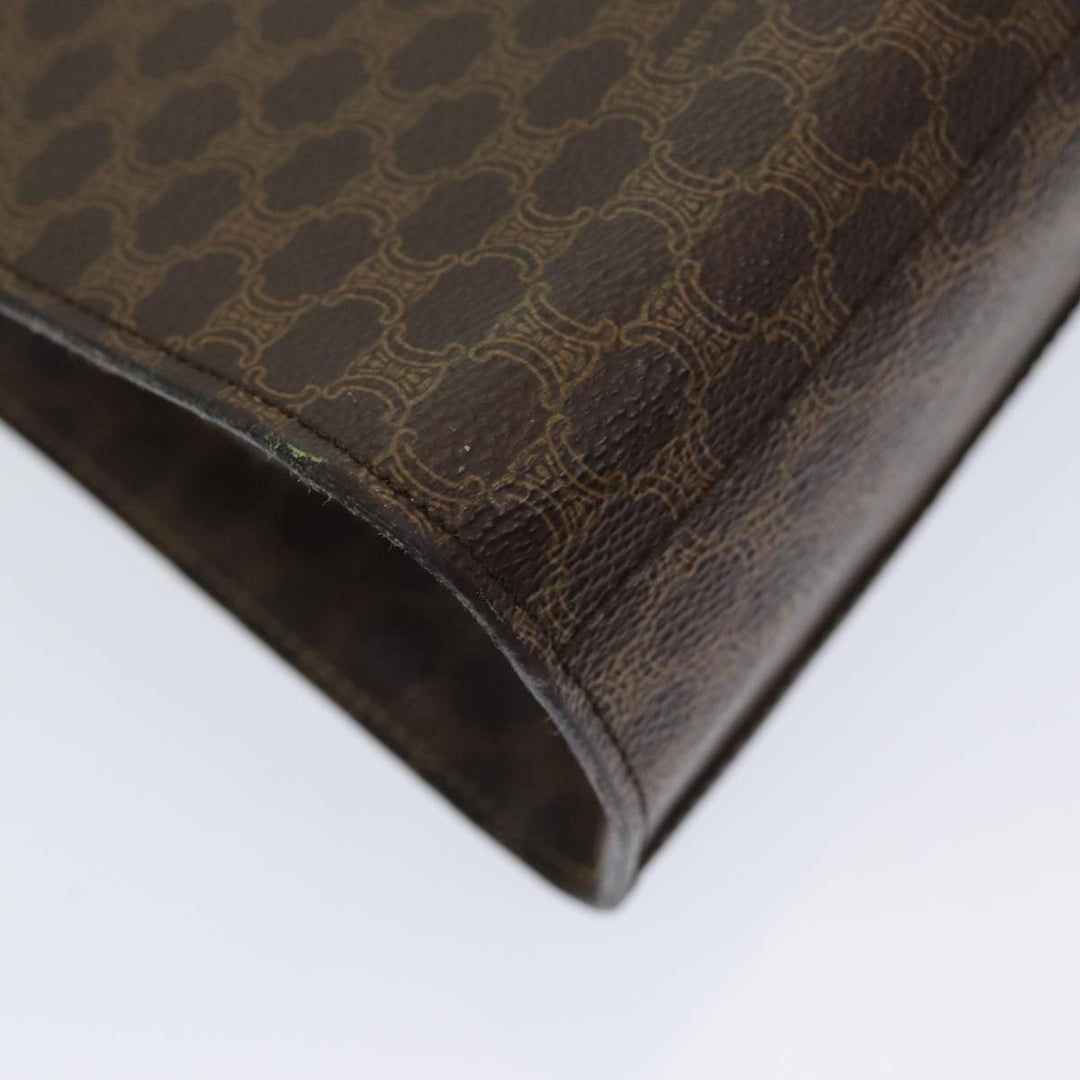 Celine Macadam Canvas Hand Bag PVC Leather Brown Gold Auth bs16599