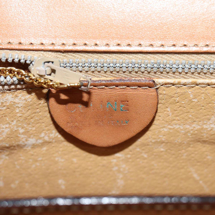 Celine Macadam Canvas Hand Bag PVC Leather Brown Gold Auth bs16599