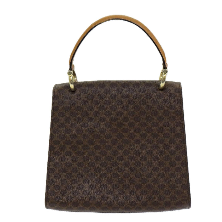 Celine Macadam Canvas Hand Bag PVC Leather Brown Gold Auth bs16599
