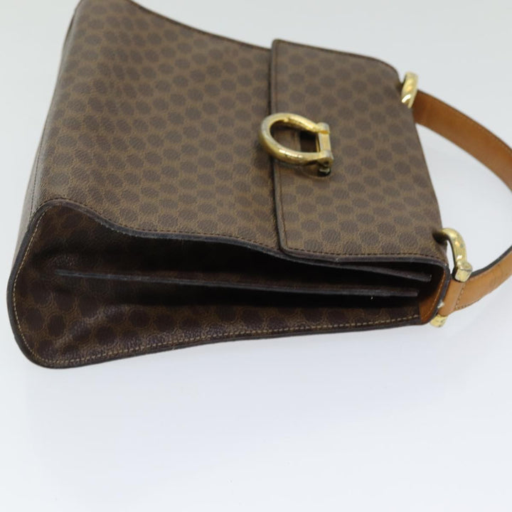 Celine Macadam Canvas Hand Bag PVC Leather Brown Gold Auth bs16599