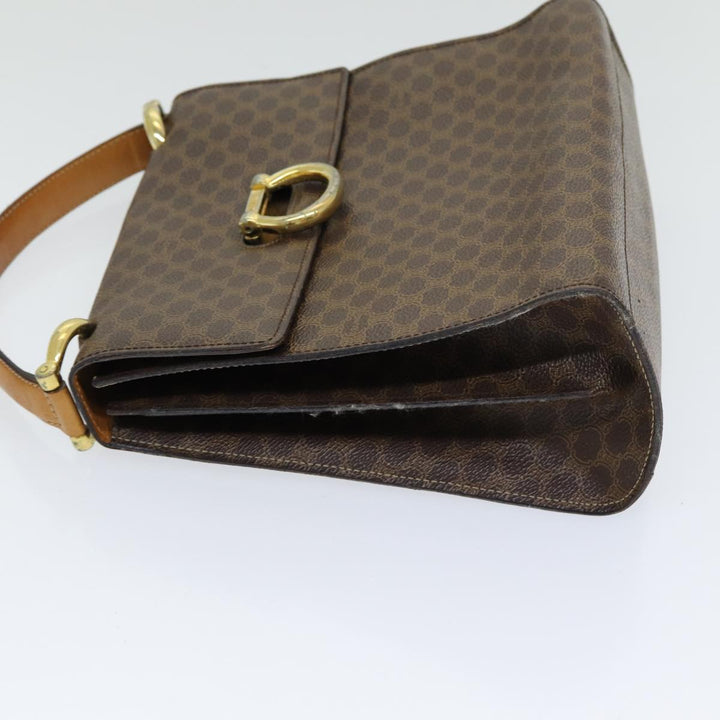 Celine Macadam Canvas Hand Bag PVC Leather Brown Gold Auth bs16599