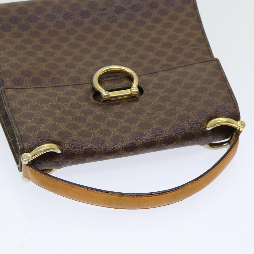 Celine Macadam Canvas Hand Bag PVC Leather Brown Gold Auth bs16599