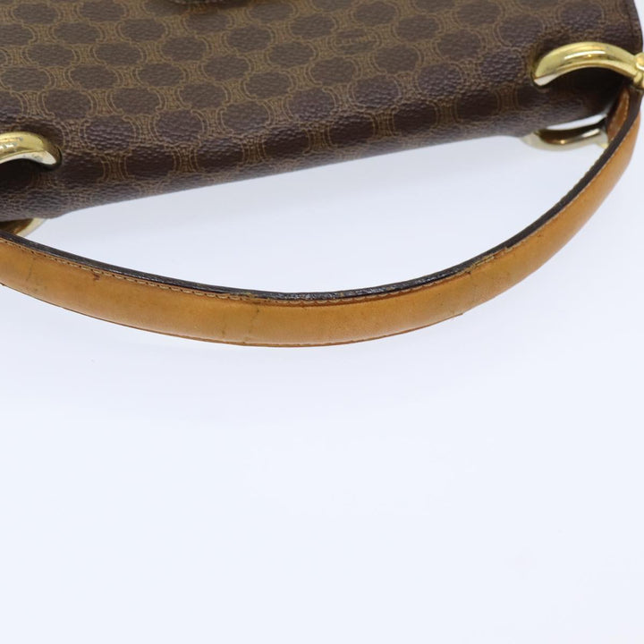 Celine Macadam Canvas Hand Bag PVC Leather Brown Gold Auth bs16599