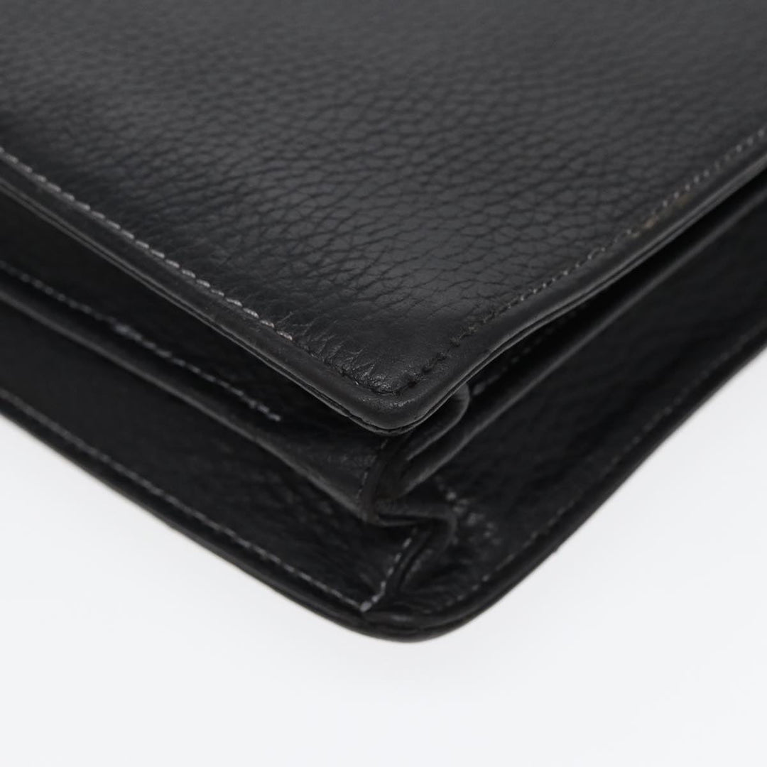 Burberry Hand Bag Leather Black Auth bs16611