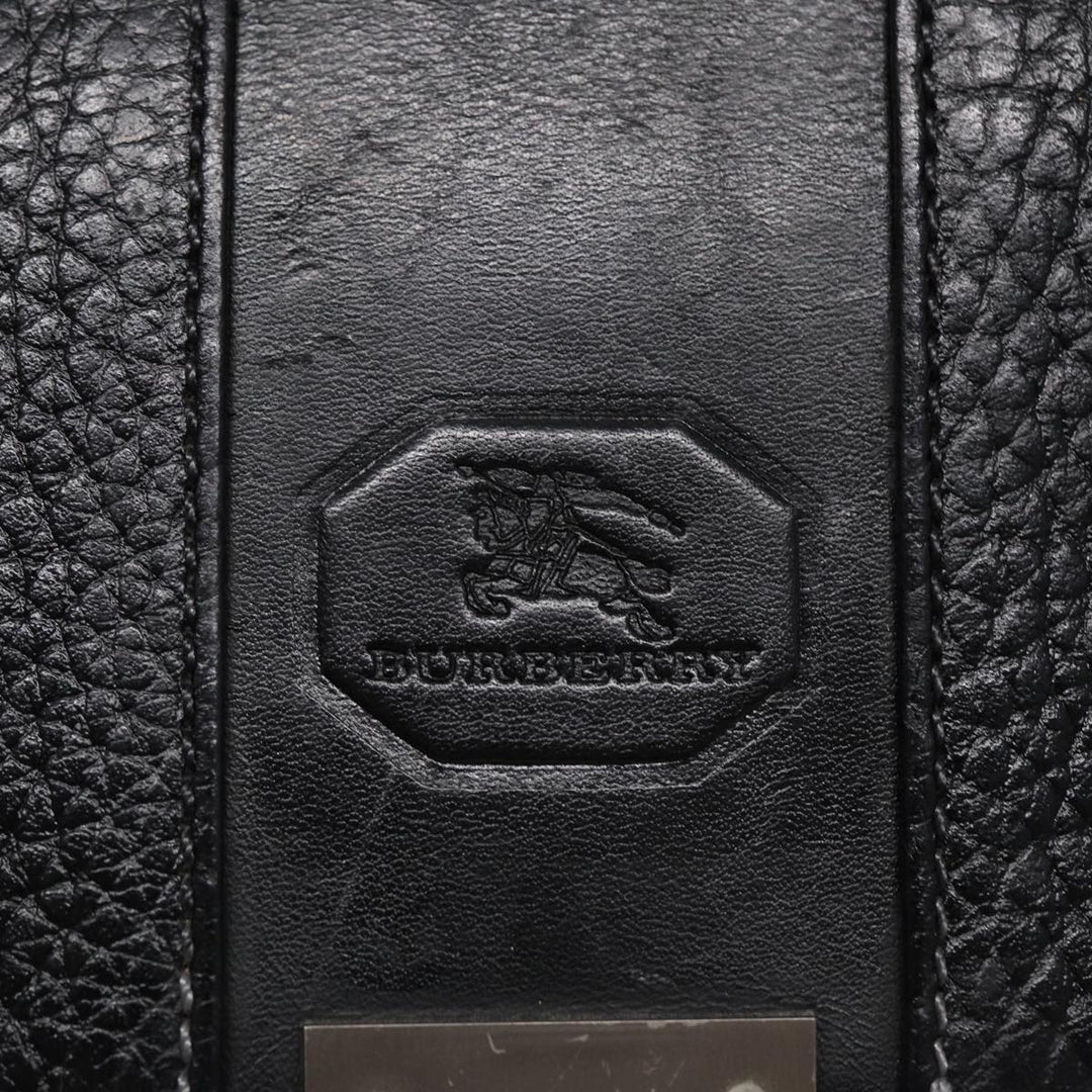 Burberry Hand Bag Leather Black Auth bs16611