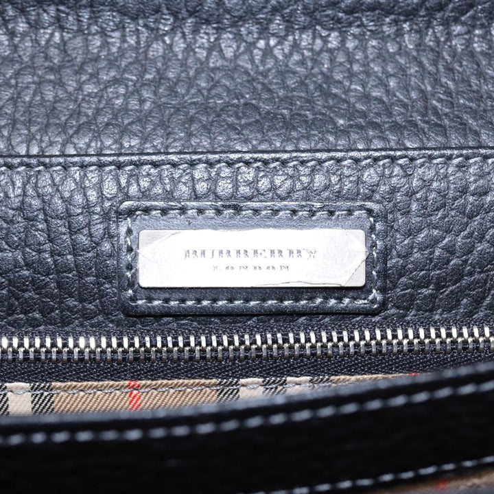 Burberry Hand Bag Leather Black Auth bs16611