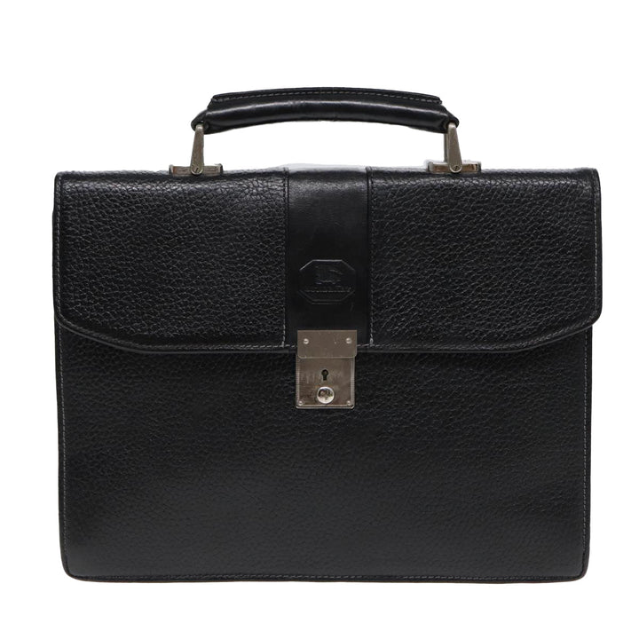 Burberry Hand Bag Leather Black Auth bs16611