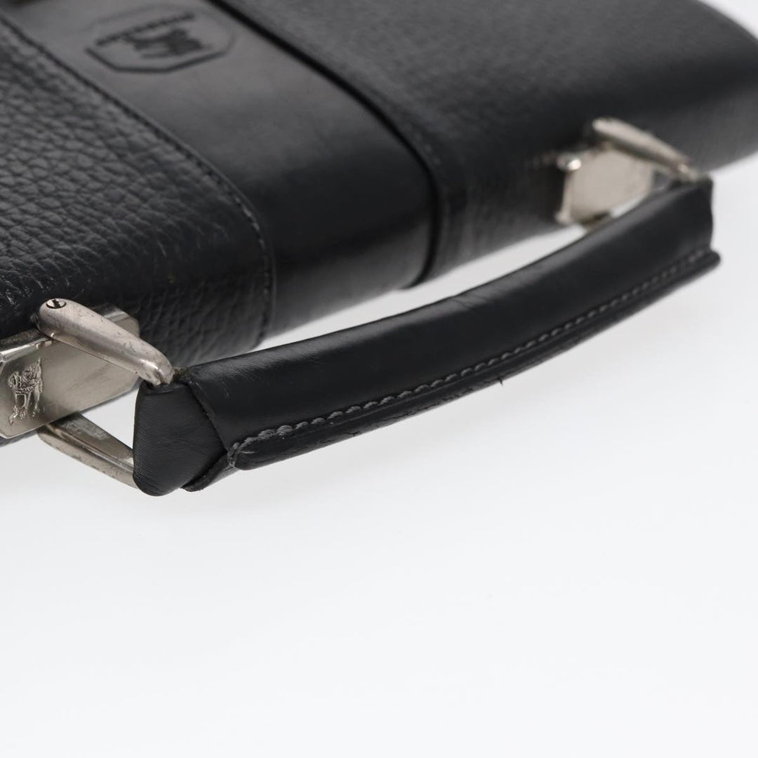Burberry Hand Bag Leather Black Auth bs16611