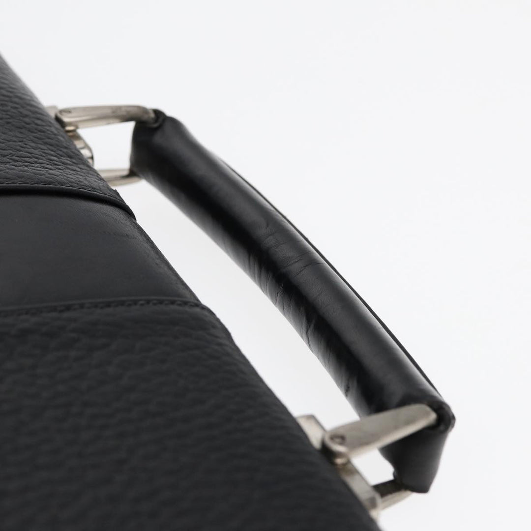 Burberry Hand Bag Leather Black Auth bs16611