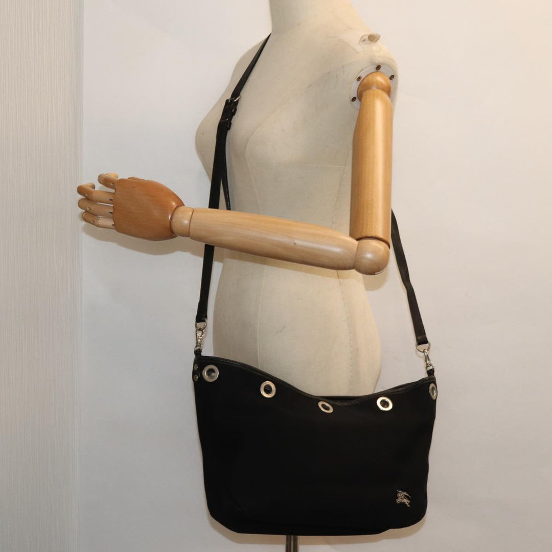 Burberry Nova Check Blue Label Shoulder Bag Canvas Black Purple Auth bs16613