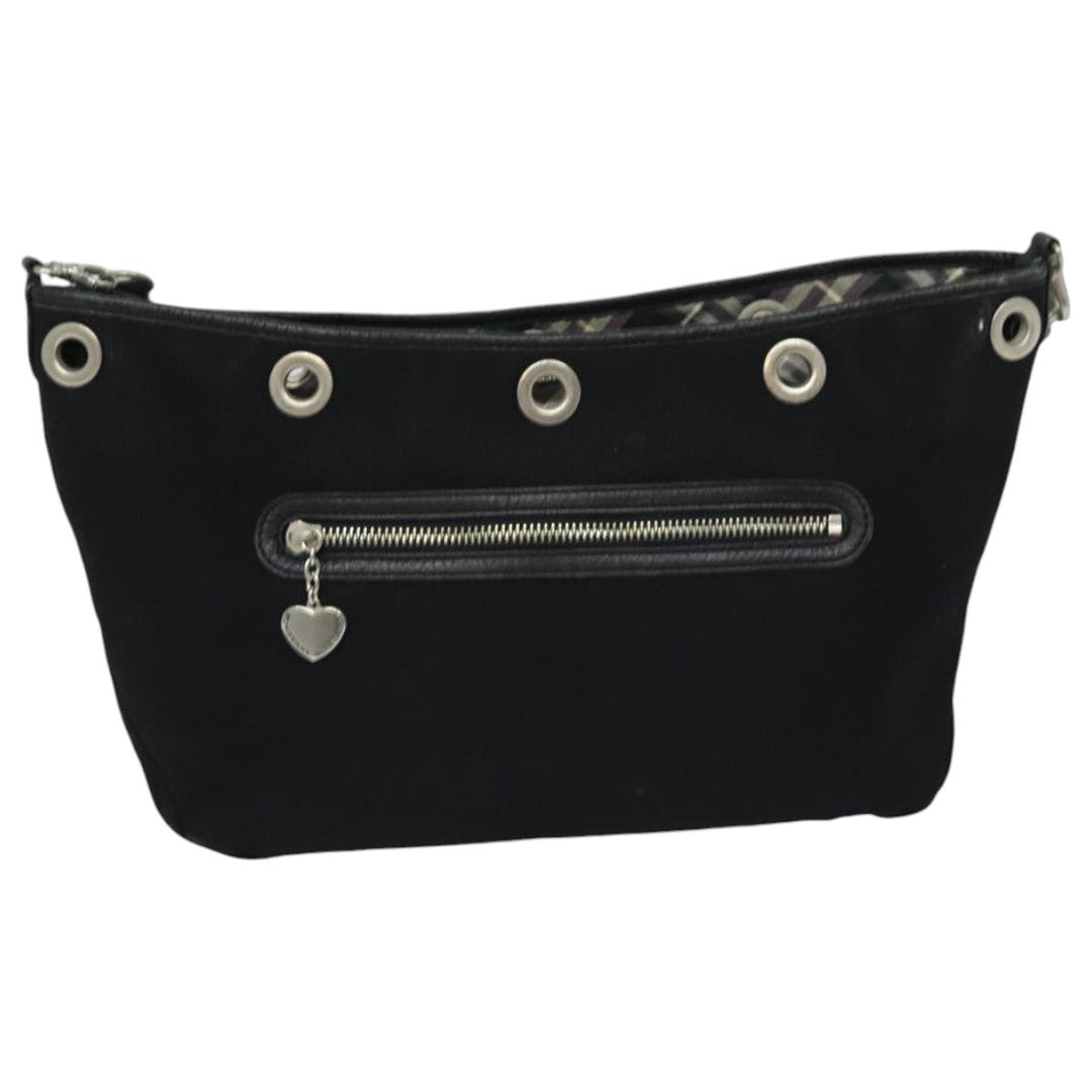 Burberry Nova Check Blue Label Shoulder Bag Canvas Black Purple Auth bs16613