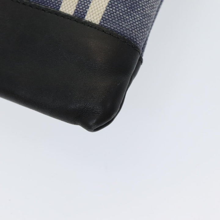 Top Quality Balenciaga Clutch Bag Canvas Leather Blue Black Silver 420407 Auth bs16618