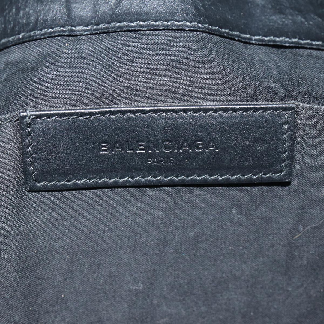 Top Quality Balenciaga Clutch Bag Canvas Leather Blue Black Silver 420407 Auth bs16618