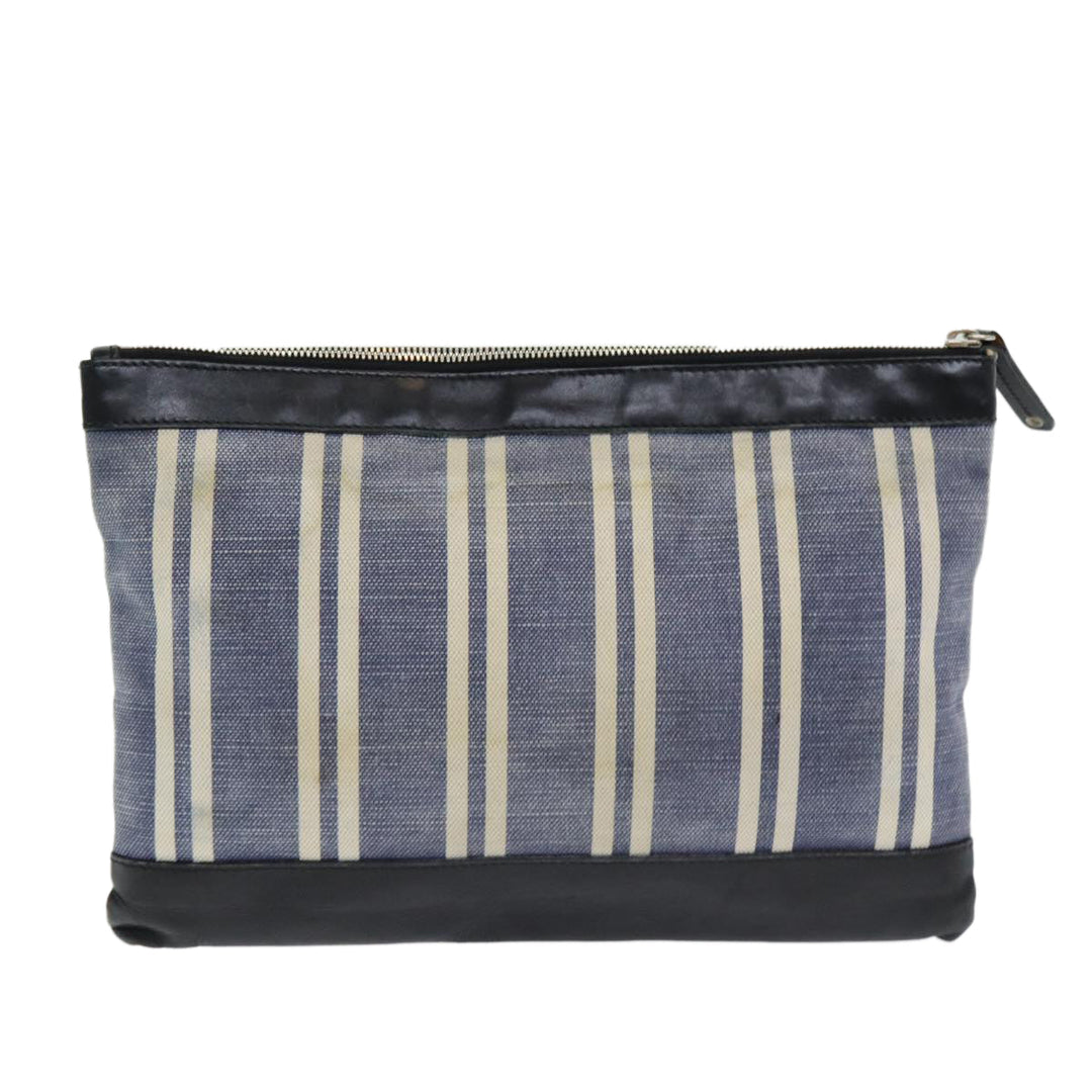 Top Quality Balenciaga Clutch Bag Canvas Leather Blue Black Silver 420407 Auth bs16618