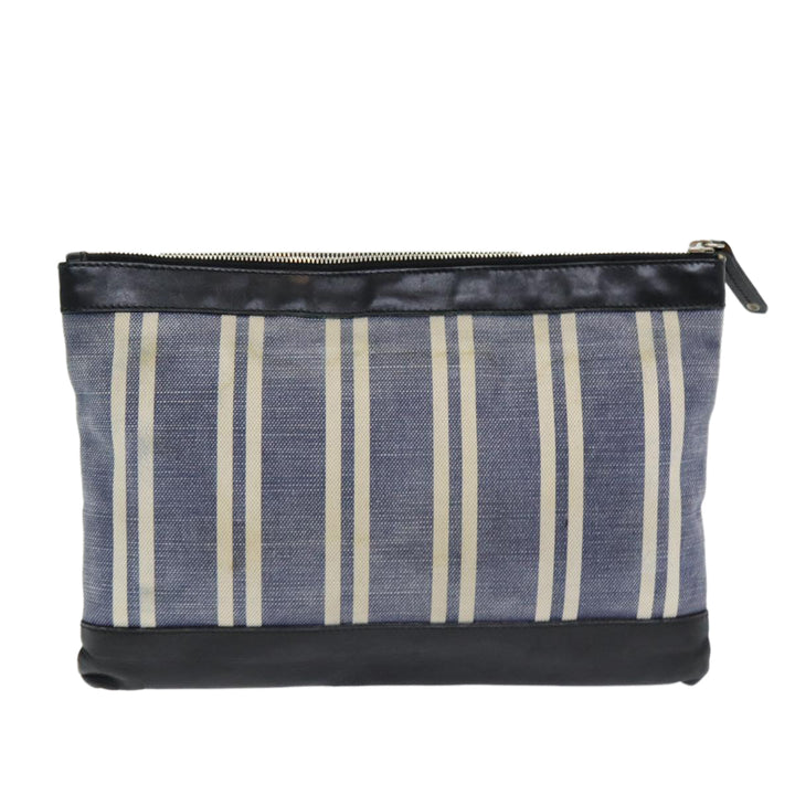 Top Quality Balenciaga Clutch Bag Canvas Leather Blue Black Silver 420407 Auth bs16618