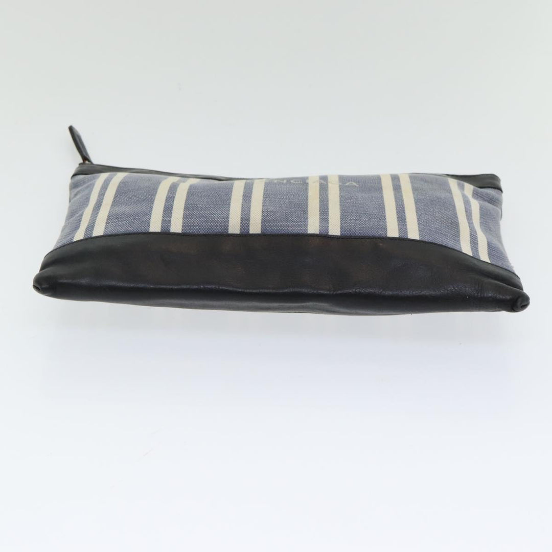 Top Quality Balenciaga Clutch Bag Canvas Leather Blue Black Silver 420407 Auth bs16618