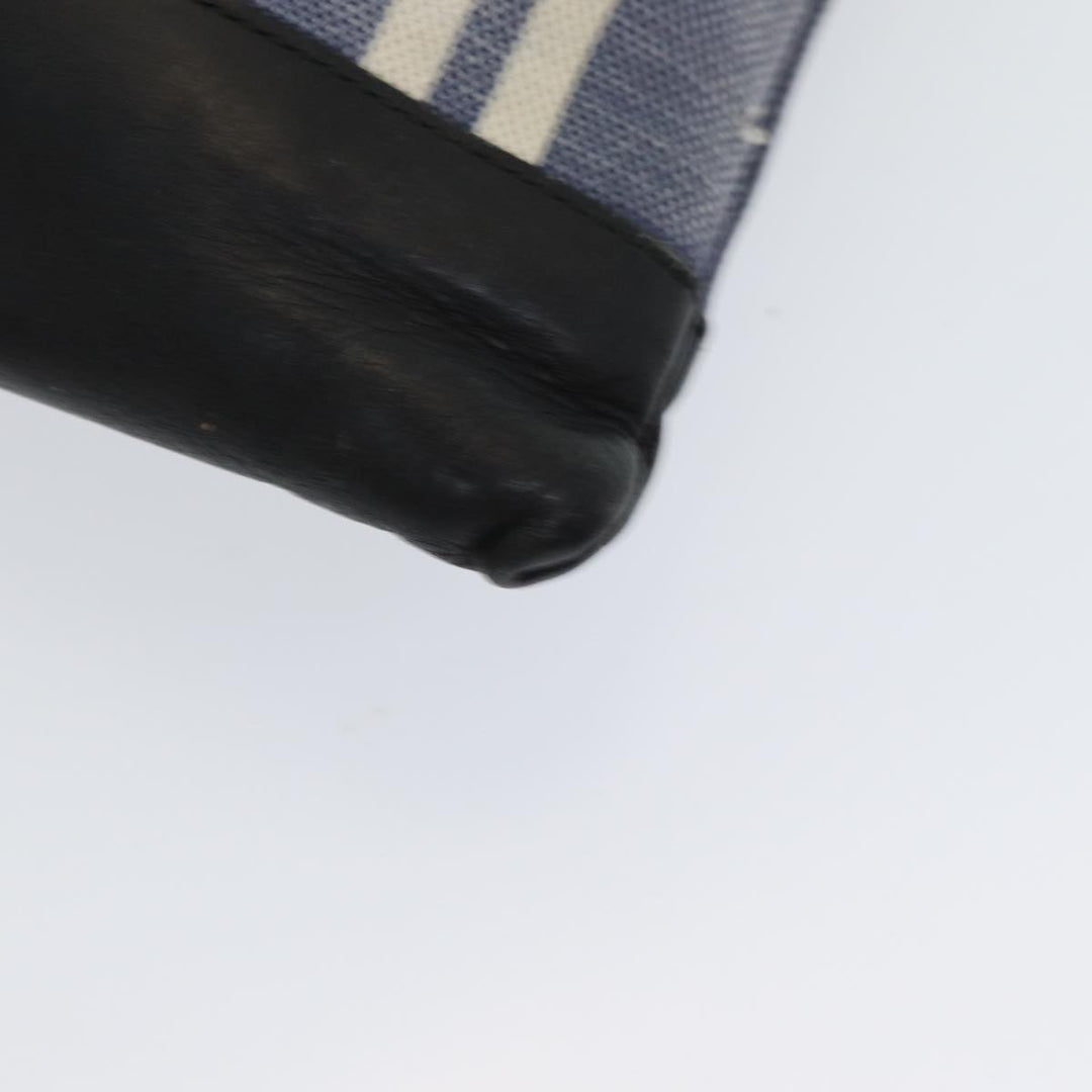 Top Quality Balenciaga Clutch Bag Canvas Leather Blue Black Silver 420407 Auth bs16618