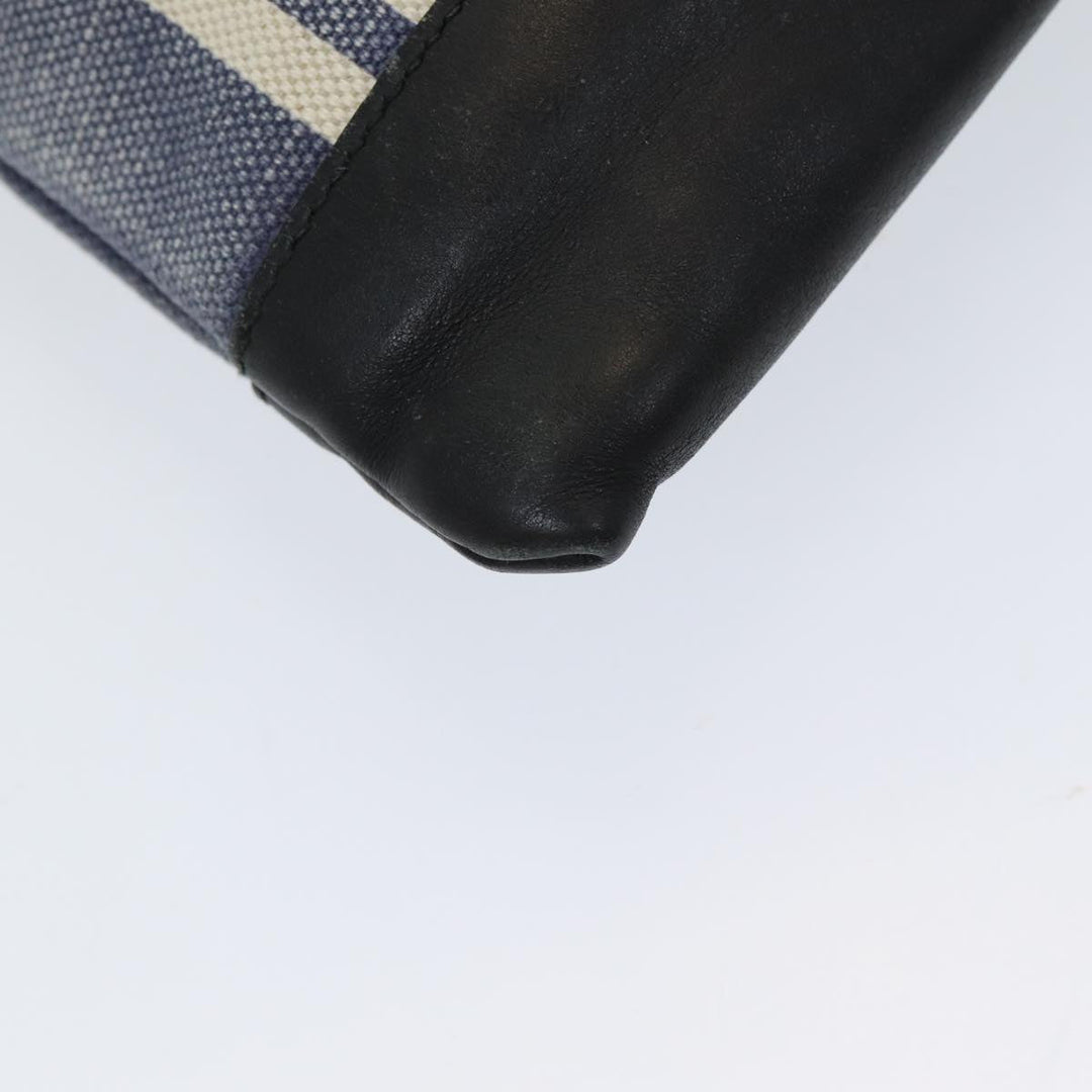 Top Quality Balenciaga Clutch Bag Canvas Leather Blue Black Silver 420407 Auth bs16618
