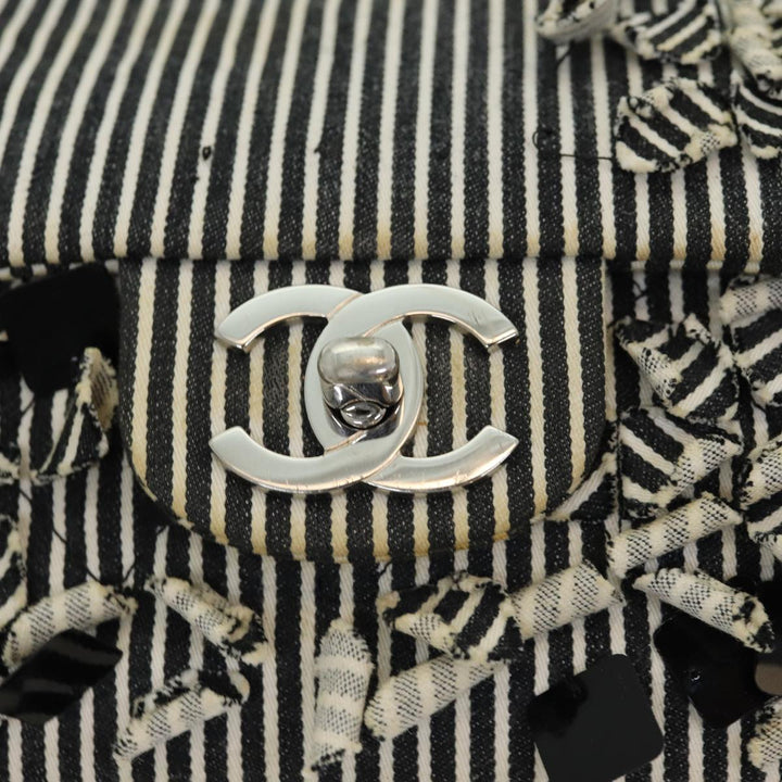Chanel Matelasse Turn Lock Chain Hand Bag Canvas Black Silver CC Auth bs16629