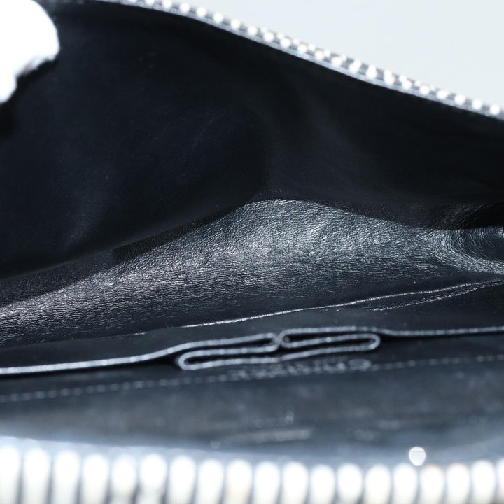 Top Quality Chanel Matelasse Turn Lock Chain Hand Bag Canvas Black Silver CC Auth bs16629