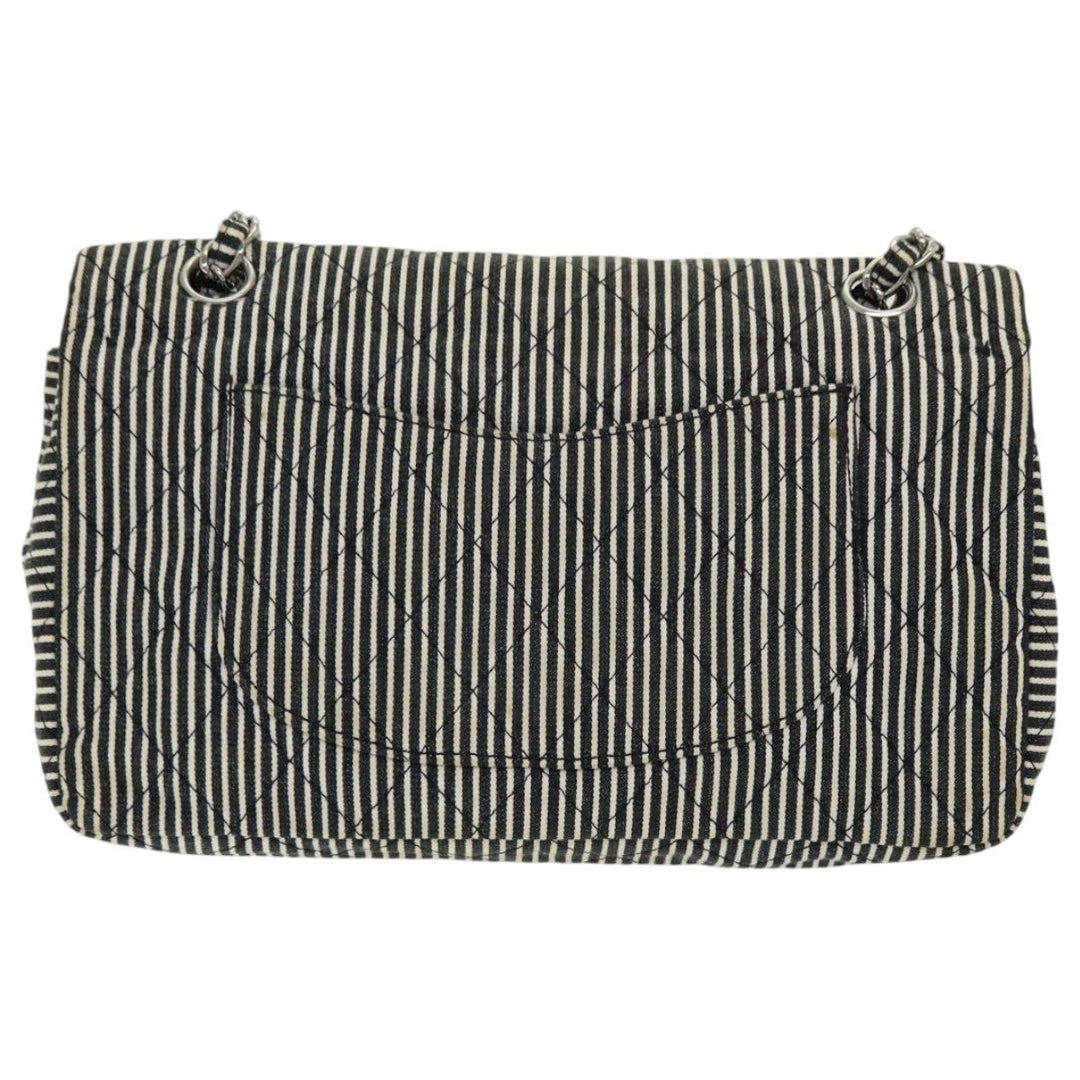 Chanel Matelasse Turn Lock Chain Hand Bag Canvas Black Silver CC Auth bs16629