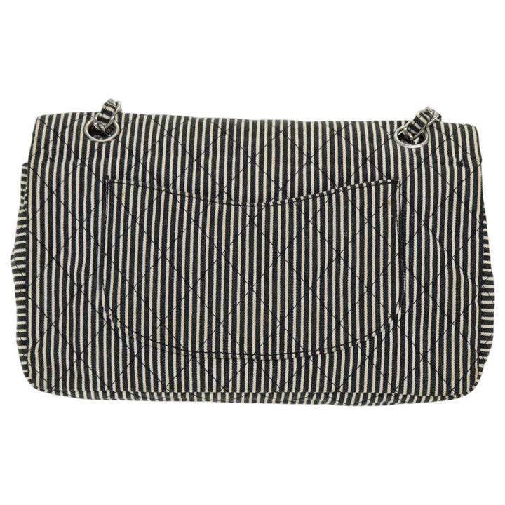 Chanel Matelasse Turn Lock Chain Hand Bag Canvas Black Silver CC Auth bs16629