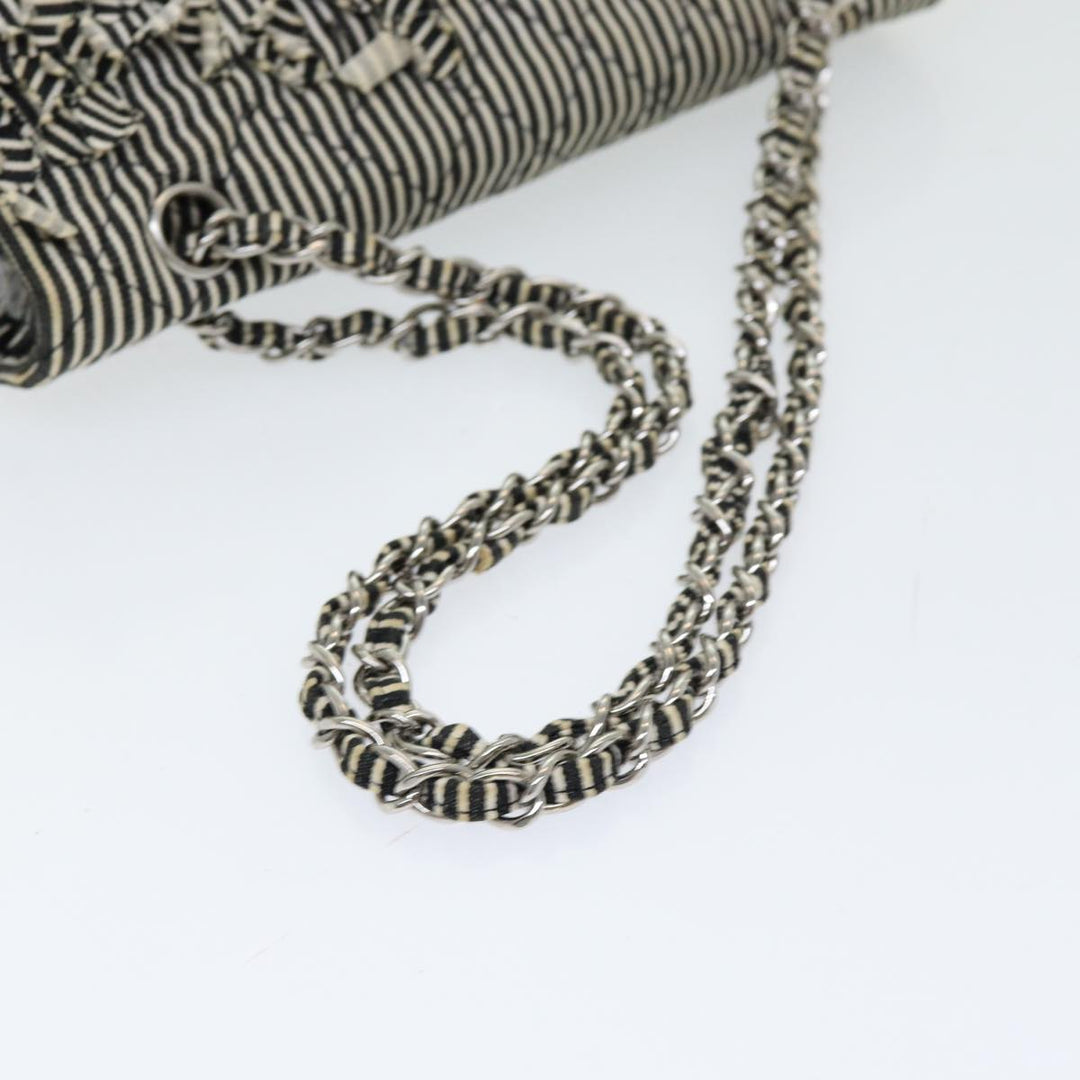 Chanel Matelasse Turn Lock Chain Hand Bag Canvas Black Silver CC Auth bs16629