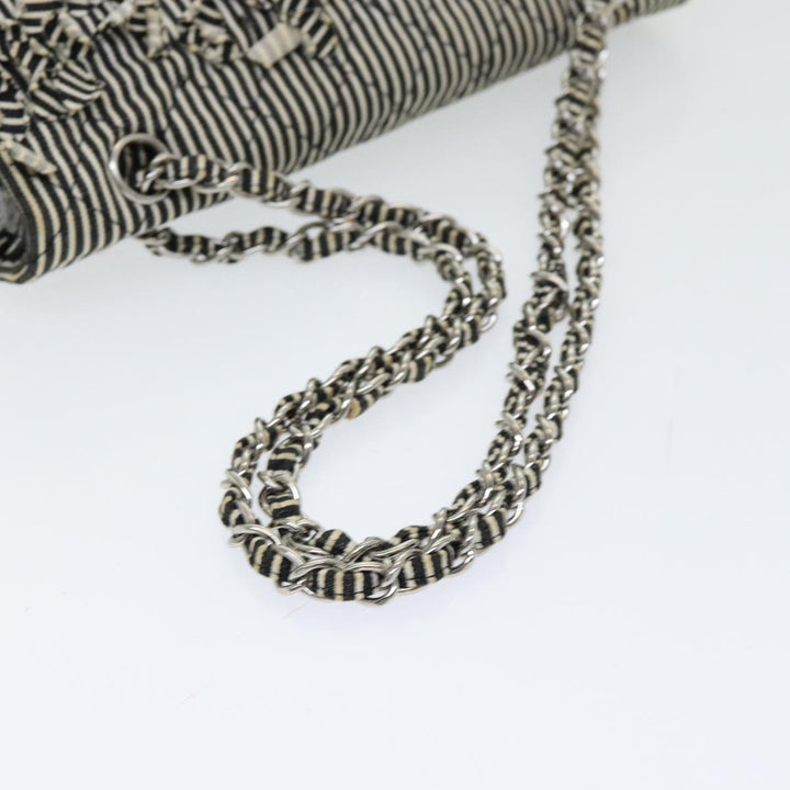 Chanel Matelasse Turn Lock Chain Hand Bag Canvas Black Silver CC Auth bs16629