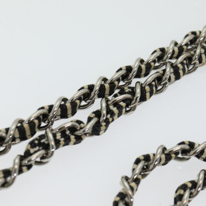 Chanel Matelasse Turn Lock Chain Hand Bag Canvas Black Silver CC Auth bs16629
