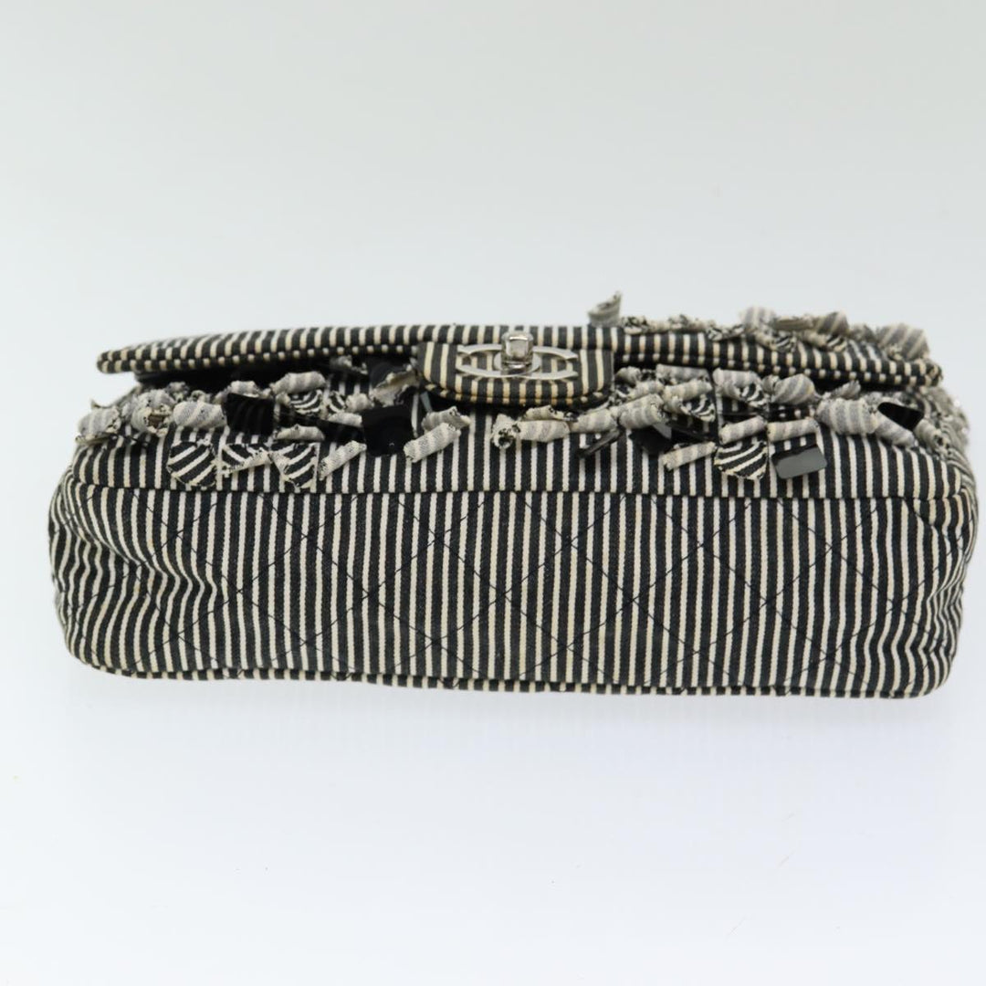 Chanel Matelasse Turn Lock Chain Hand Bag Canvas Black Silver CC Auth bs16629