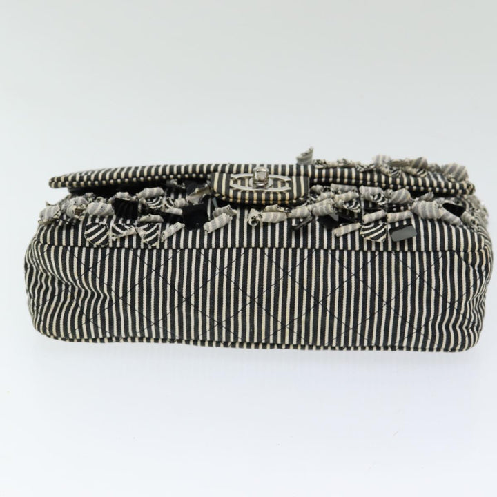 Chanel Matelasse Turn Lock Chain Hand Bag Canvas Black Silver CC Auth bs16629